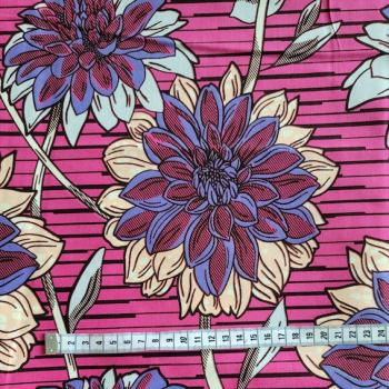 Preview: PURPLE DAHLIAS Afrikanischer Wax Print Stoff